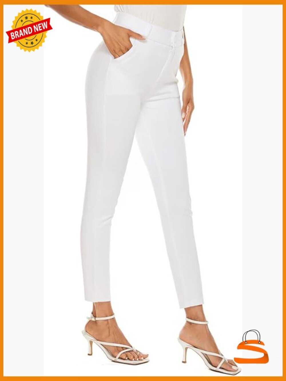 High Waist Skinny Stretchy Work Pants with Pockets